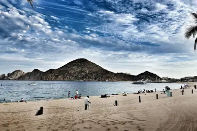 View of the Land's End peninsula from Médano Beach in Cabo San Lucas
